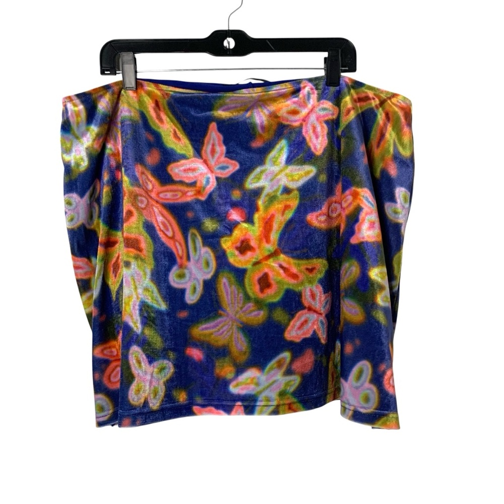 Dangerfield Women’s 20 Colorful Psychedelic Butterfly Print Soft Velour Skort